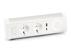 URBAN FACTORY Powee Desk Triple Eu Power Socket With 1 USB-A and 1 USB-C 3A - Silver/White