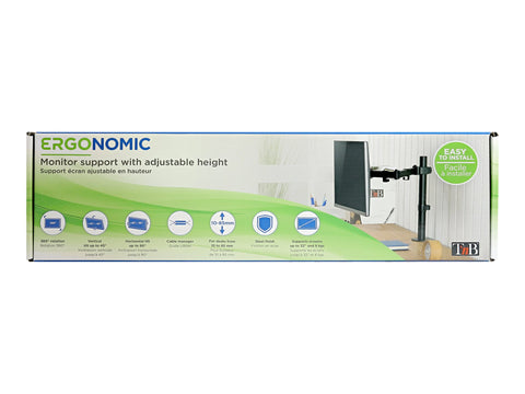 TNB ERGO Line Single Height Adjustable Monitor Stand Screen Pole With Simple Articulation And Height Adjustment