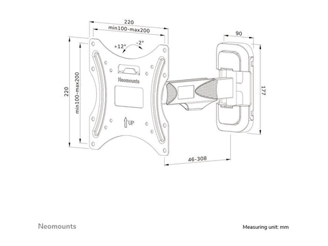 NEOMOUNTS WL40-540BL12 Support pour écran mural 32-55p - orientable - installation facile
