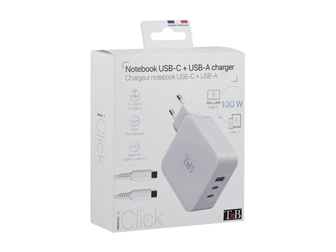 TNB iClick - GAN 100W USB-C and USB-A Charger white