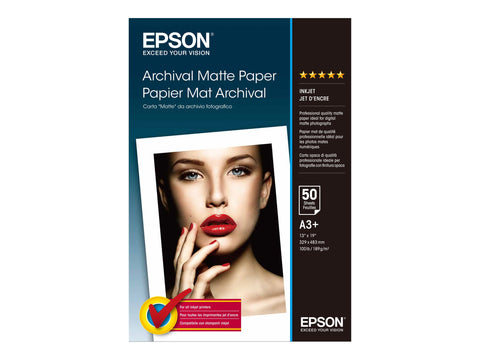 EPSON MATTE archival  papier inkjet 192g/m2 A3+ 50 feuilles pack de 1
