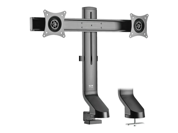 EATON TRIPPLITE Dual-Display Monitor Arm with Desk Clamp and Grommet - Height Adjustable 17p to 27p Monitors