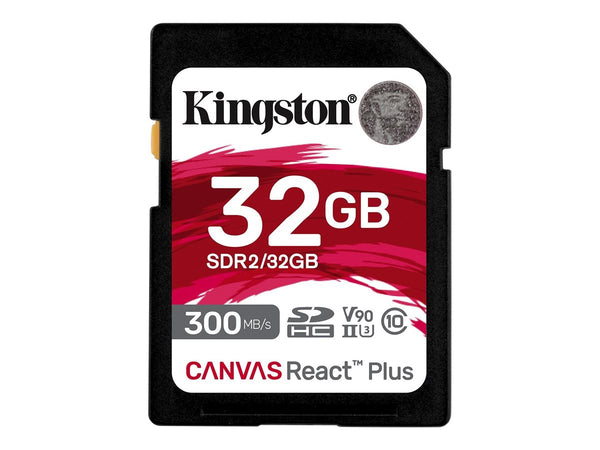 KINGSTON 32Go Canvas React Plus SDHC UHS-II 300R/260W U3 V90 for Full HD/4K/8K