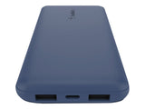 BELKIN Batterie externe 3 ports 10K avec câble USB-A vers USB-C bleu