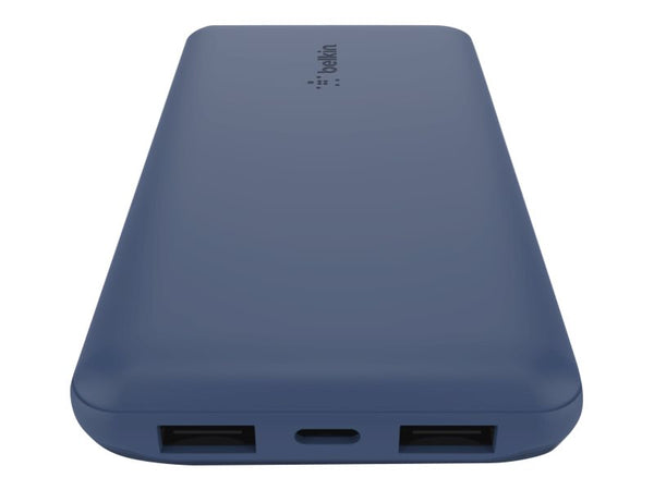 BELKIN Batterie externe 3 ports 10K avec câble USB-A vers USB-C bleu