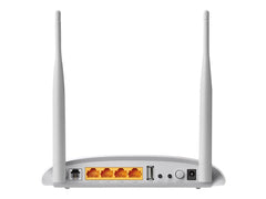 TP-LINK 300Mbps Wireless N USB VDSL2 Modem Router Broadcom, 802.11b/g/n 300Mbps at 2.4GHz 4 FE LAN ports 1 USB 2.0 Port 2 fixed ant