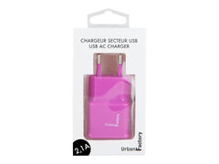 URBAN FACTORY CHARGEUR SECTEUR USB EU 2.1A ROSE