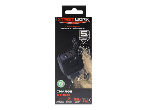 TNB XTREMWORK 30W Mains 2 USB Charger Black