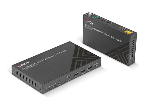LINDY 70m Cat.6A Type C and HDMI HDBaseT 3.0 KVM Extender