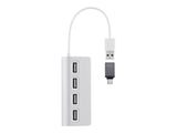 TNB Hub 4 Ports USB 2.0 Selfpowered Compatible Pc/Mac Aluminium Finish