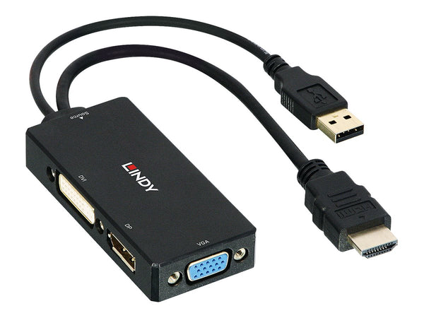 LINDY HDMI to DP/DVI/VGA Converter Supports resolutions up to Ultra HD 4K DisplayPort and Full HD DVI-D and VGA