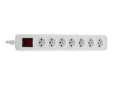 LINDY Mains 7 way gang socket Swiss with on/off Switch 2300W with overvoltage protection