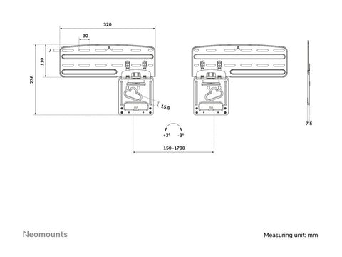 NEOMOUNTS WL30-265BL1 Support pour écran mural 43-85p écrans Samsung - ultra-plat