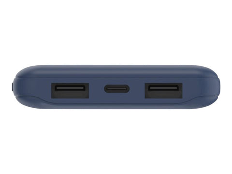 BELKIN Batterie externe 3 ports 10K avec câble USB-A vers USB-C bleu