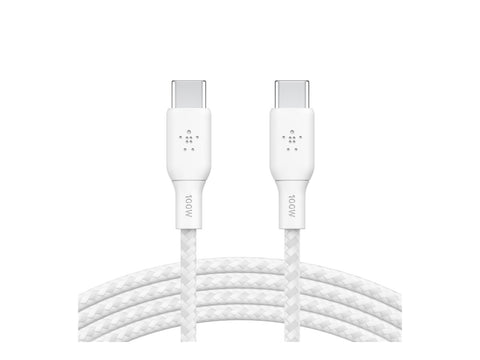 BELKIN 100w USB-C to USB-C Braided Cable 3M White