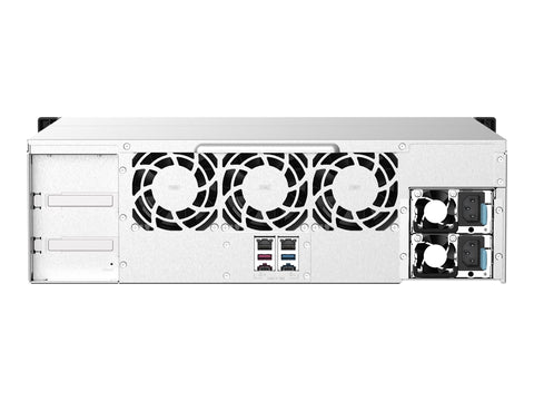 QNAP 16-bay Rackmount NAS AMD Ryzen V1000 series V1500B 4C/8T 2.2GHz 16Go DDR4 RAM 2x2.5GbE LAN optional 10GbE & M.2 NVMe/SATA