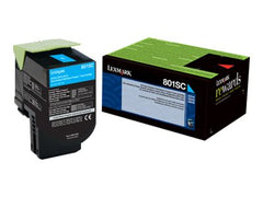 LEXMARK 802SC cartouche de toner cyan capacité standard 2.000 pages pack de 1 retour program
