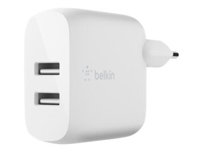 BELKIN BOOST CHARGE 24w 12w X2 USB-A Dual Wall Charger White