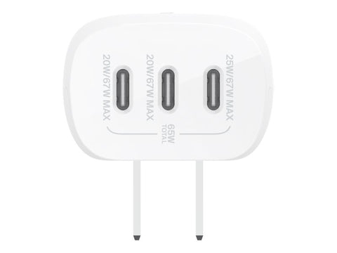 BELKIN BOOSTCHARGE 3-Port USB-C Wall Charger with PPS 67w with 100w 5A USB-C Cable
