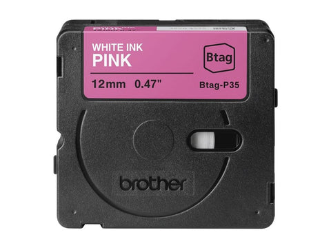 BROTHER Ribbon BTAGP35 12MM White on Pink