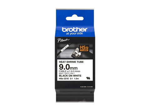 BROTHER Heat Shrink Tube Black on White 9.0mm