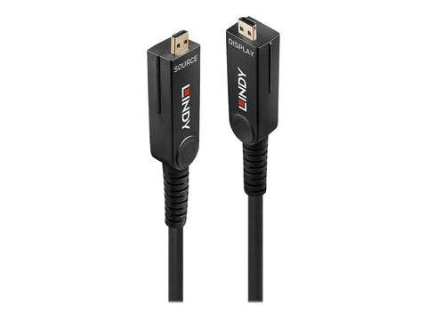 LINDY 10m Fibre Optic Hybrid Micro-HDMI 18G Cable with Detachable HDMI & DVI Connectors