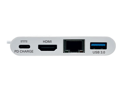 EATON TRIPPLITE USB-C Multiport Adapter - HDMI USB 3.0 Port GbE 60W PD Charging HDCP White