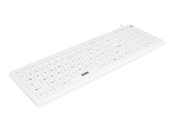 URBAN FACTORY USB wired keyboard ABS silicone White Antimicrobial treatment QWERTY