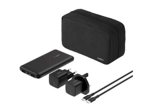 BELKIN Batterie externe 3 ports 10K avec câble USB-A vers USB-C noir