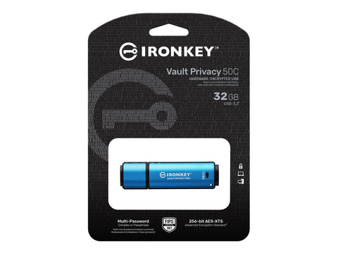 KINGSTON 32Go USB-C IronKey Vault Privacy 50C AES-256 Encrypted FIPS 197