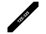 BROTHER P-TOUCH TZE-325 blanc sur noir  9mm