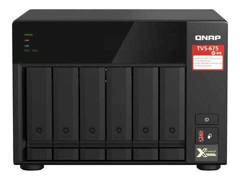 QNAP TVS-675-8G 6-bay NAS KX-U6580 8C/8T 2.5GHz 8Go 6xSATA 6Gb/s bays 2xM.2 NVMe PCIe Gen3 SSD slots 2x2.5GbE LAN optional 10GbE