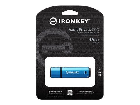 KINGSTON 16Go USB-C IronKey Vault Privacy 50C AES-256 Encrypted FIPS 197