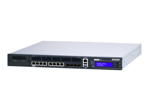 QNAP QuCPE-7012-D2146NT-32G Intel Xeon D-2146NT 8x2.5GbE RJ45 ports and 4x10GbE SFP+ ports 1x network module 1x PCIe Gen3 x8