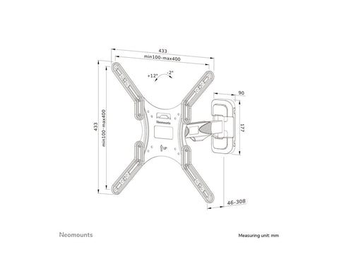 NEOMOUNTS WL40-540BL14 Support pour écran mural 32-55p - orientable - installation facile