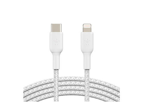 BELKIN BOOST CHARGE USB-C to Lightning Cable Braided 2M White