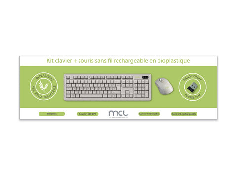 MCL kit clavier + souris sans fil rechargeable bioplastique