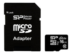 SILICON POWER memory card Elite Micro SDHC 16Go Class 10 up to 85Mo/s + Adapter