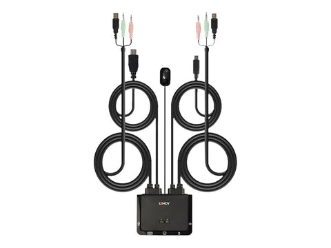 LINDY 2 Port HDMI 18G USB Type C USB 2.0 & Audio Cable KVM Switch