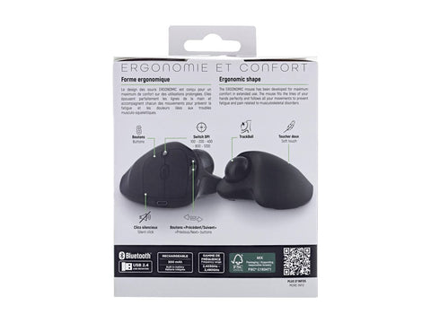 TNB ERGO DUAL CONNECT rechargeable ergonomic trackball mouse black