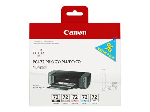 CANON PGI-72 PBK/GY/PM/PC/CO cartouche d encre noir et couleur capacité standard pack promotionnel